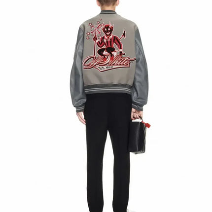 Trendy Soccer Fashion New Men's Embroidered Bomber Jacket Hip Hop Letter Splicing Leather Baseball Clothing Y2K Jacket