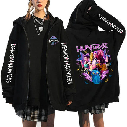 Hot Movie Kpop Demon Hunters Saja Boys Tigers Zip Up Hoodies Women Men Funny Zipper Sweatshirts Y2k Clothes Mange Vintage Hoody