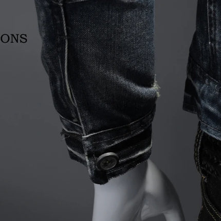 2023 Denim Jacket Men's Denim Jacket Mock Neck Zipper Slim Fit Blue Denim Jacket