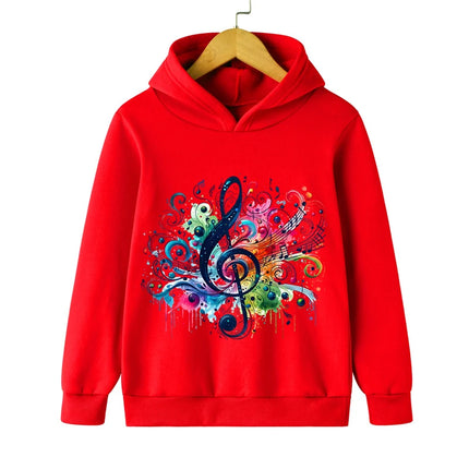 Music Notation Graphic Watercolor Print Boys Girls Sweatshirts Casual Fashion Pullover Music Note Hip Hop Kids Clothing Hoodie
