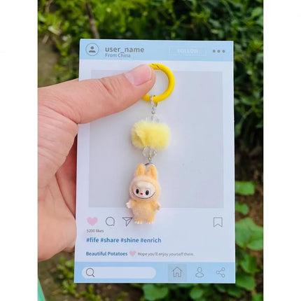 New Mini Standing and sitting postures Monster Car Keychain Flocking doll Bag Cell Phone Charm Pendant Backpack Decoration Gift