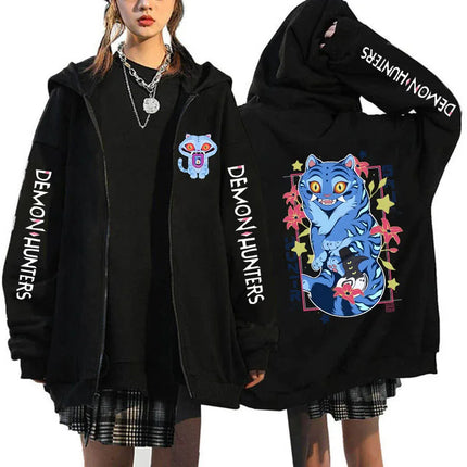 Hot Movie Kpop Demon Hunters Saja Boys Tigers Zip Up Hoodies Women Men Funny Zipper Sweatshirts Y2k Clothes Mange Vintage Hoody
