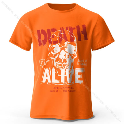 Men's Death or Alive Printed T-Shirt 100% Cotton Oversized Street Graphic Tees for Men Women Summer Tops