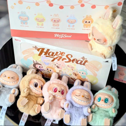 Hot 2 LABUBU  THE MONSTERS Sitting Party Vinyl Plush Blind Box Ornament pendant gift
