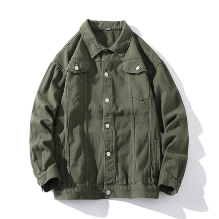 Fashion Casual Denim Jacket Men, Single-breasted Square Collar Long-sleeved Coat, Blue, Green, Gray, Black, Yellow, White,Purple