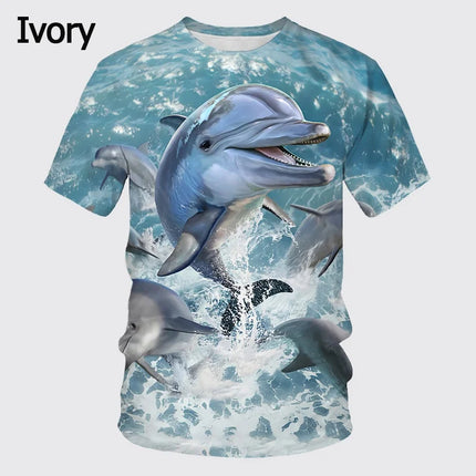 Women's/men's Fashion Summer Casual Short Sleeve Cute Dolphin 3d Printed Funny T-shirt