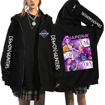 Hot Movie Kpop Demon Hunters Saja Boys Tigers Zip Up Hoodies Women Men Funny Zipper Sweatshirts Y2k Clothes Mange Vintage Hoody