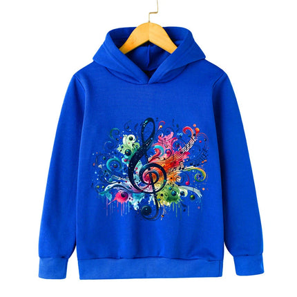 Music Notation Graphic Watercolor Print Boys Girls Sweatshirts Casual Fashion Pullover Music Note Hip Hop Kids Clothing Hoodie