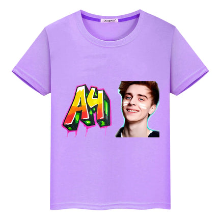а4 мерч 100%Cotton Print T-shirt Short Tops boys girl clothes y2k one piece Summer Влад Бумага a4 Anime Tees Casual kids clothes