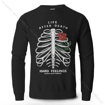 Men's Live After Death Dark Printed Pure Cotton Sweatshirts Oversized Classic Graphic Pullovers for Men Women Tops