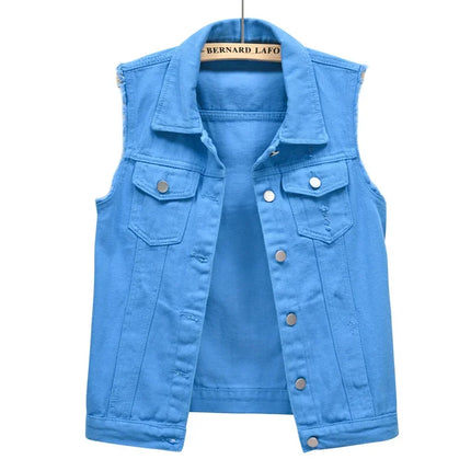 Denim Vest for Women Jacket Spring Streetwear Women Clothing Autumn Coats Fashion Clothes Casual Vintage Elegant Sleeveless