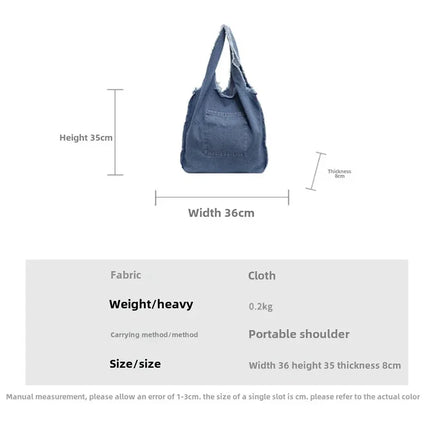 Disney Stitch Fashion Retro Denim Bag Women Anime High-capacity Shoulder Bag Female Students Commute Handbag Popular Tote-bag