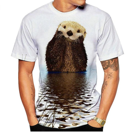 Søde Odder Grafik T-shirts Sommer Mode Kortærmede Sjove 3D Dyreprintede T-shirts Til Mænd Og Kvinder Afslappet Løs Harajuku T-shirts