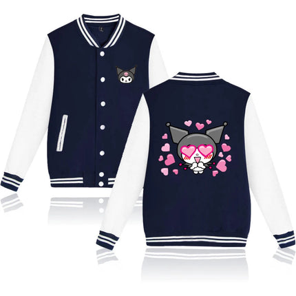 Kuromi Varsity Baseball Bomber Jackets Men Women Clothes Streetwear Kids Boys Girls Harajuku Jacket Single Coats