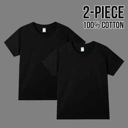 Simple Daily 2 Piece 100% Cotton T-shirt for Boys Girls Solid Color Crew Neck Short Sleeve Tops High Quality 2025 Kids Clothes