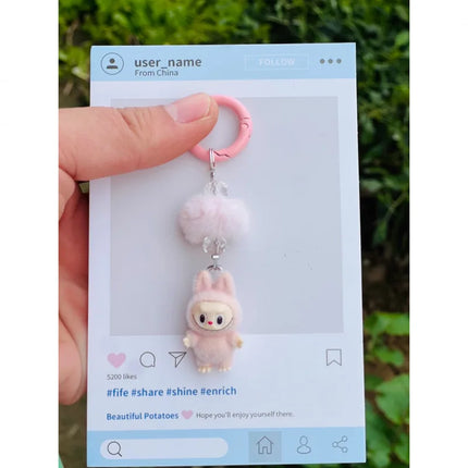 New Mini Standing and sitting postures Monster Car Keychain Flocking doll Bag Cell Phone Charm Pendant Backpack Decoration Gift