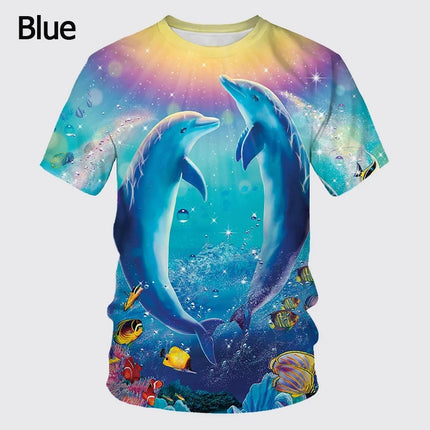 Women's/men's Fashion Summer Casual Short Sleeve Cute Dolphin 3d Printed Funny T-shirt