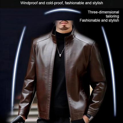 Men's Leather Jacket Spring Autumn Casual Standing Collar Highend Stylish Coats Young Trendy Slim Motorcycle Punk Gothic Jacket