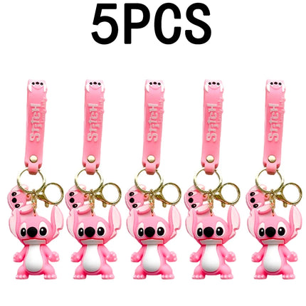 5Set 20PCS Wholesale Stitch Disney Keychain Figure Toy Cute Supple Cartoon Character Toy Keychain Pendant Fan Kid Birthday Gifts
