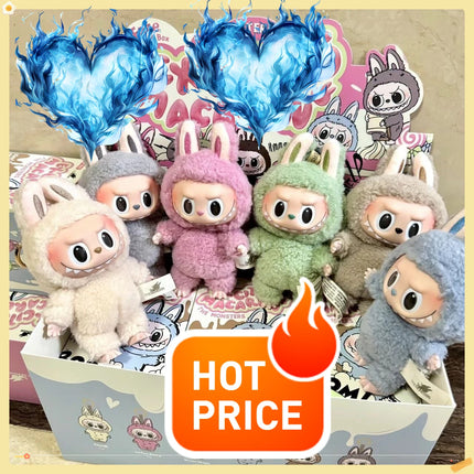 Keychain Pendant Heartbeat Macaron Vinyl Face Blind Box Plush Doll Handmade Gift