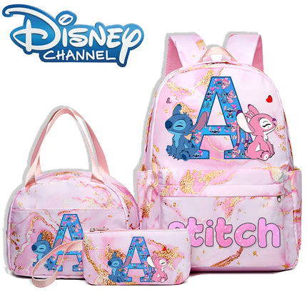 3pcs Disney Stitch Backpack Pencil Case Lunch Bag Set Students Fashion Schoolbag Pen Bag Bento Pouch Suit Anime School Supplies