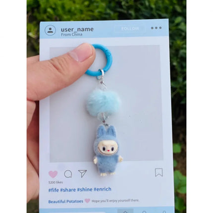 New Mini Standing and sitting postures Monster Car Keychain Flocking doll Bag Cell Phone Charm Pendant Backpack Decoration Gift