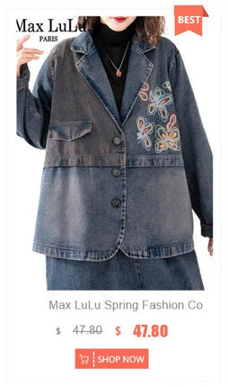 Max LuLu 2025 Spring Clothes Womens Fashion Denim Hooded Jackets Loose Vintage Coats Ladies Casual Classic Patchwork Outerwear