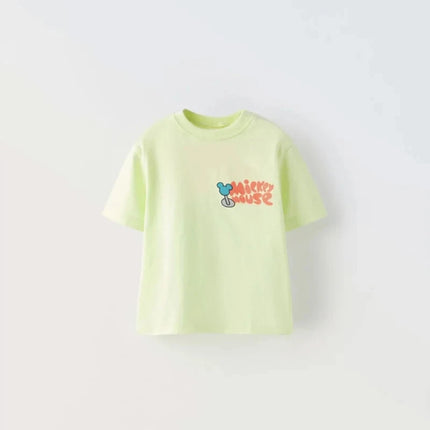 Disney Cute Donald Duck Cotton Fashion Summer Children's Cartoon T-shirt Round Neck Short Sleeve Print Pattern