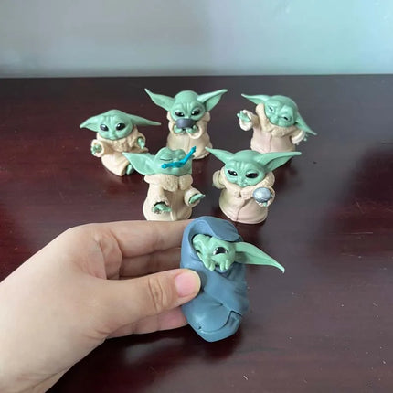 6Pcs/set Disney Star Wars The Master Baby Yoda Doll Mini Figures Model Toy Cute Doll Bookshelf Ornament Gift For Children