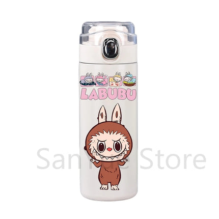 400Ml Water Bottle Cartoon Printed Thermos Cup Pocket Stainless Steel Thermal Coffee Mug Vacuum Insulated Flask Cup Kid Gift