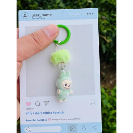 New Mini Standing and sitting postures Monster Car Keychain Flocking doll Bag Cell Phone Charm Pendant Backpack Decoration Gift
