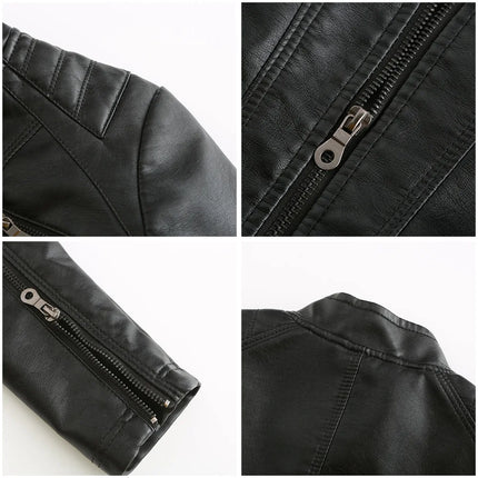 Faux Leather Jacket Women 2025 Spring Autumn Coat Moto Biker Zipper Jacket Woman Outerwears Black Brown Red Pink Coffee XS XXL
