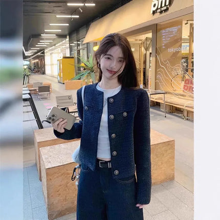 Short Sleeveless Crew Neck Jacket Women's Fashion Slim Fit High End Sensation Retro Ladylike Perfume Style Spring New Arrival