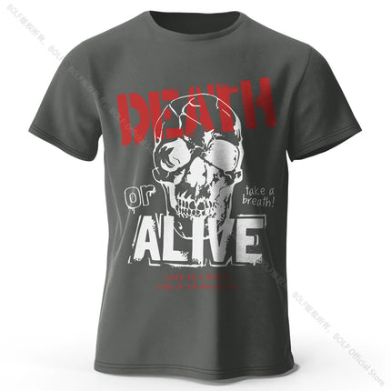 Men's Death or Alive Printed T-Shirt 100% Cotton Oversized Street Graphic Tees for Men Women Summer Tops