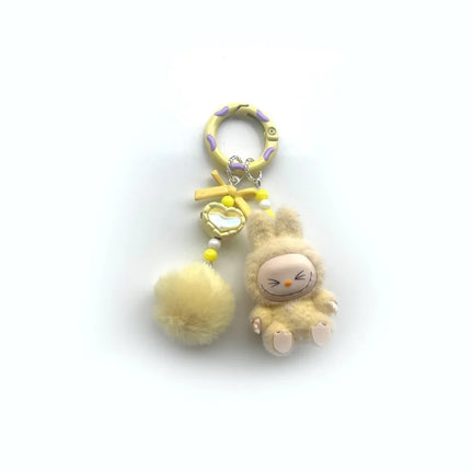 LAFUFU Kawaii Mini Keychains Flocking Backpack Pendant Key Chain LA-BU-BU Pendant Doll Cute Backpack Pendant Gifts for Girls