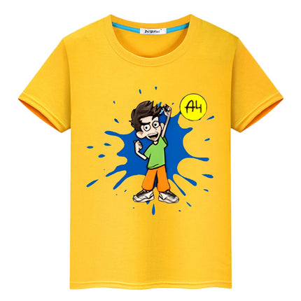 Влад А4 Бумага Kawaii 100% Cotton  T-shirt boys Tops y2k one piece мерч A4 pride tshirt Print Short anime Tees kids clothes girl