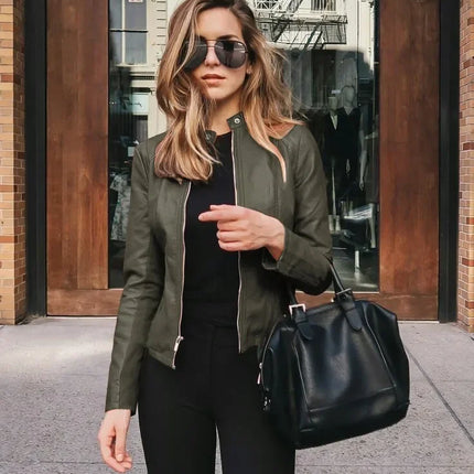 Fashionable Women's PU Leather Suit Jacket New Arrival Autumn Winter Small Outerwear Stylish EBay Style Wish Product
