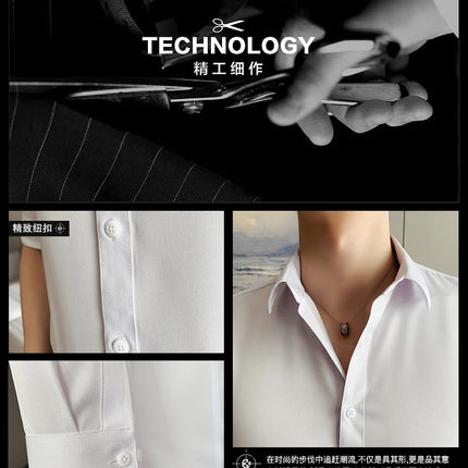 Summer Men Fashion Casual Short Sleeve Solid Shirt Super Slim Fit Male Social Business Dress Shirt Brand Men Casual Dress Blouse