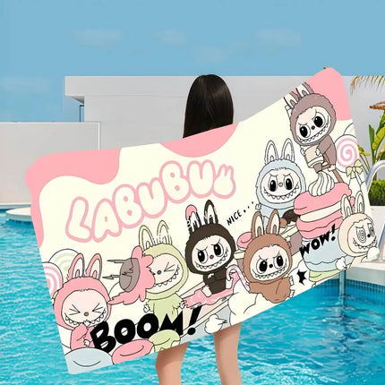 Cartoon L-Labubu L-Laptop Big Microfiber Beach Towels Quick Dry Towel Sand Beach Towels Pool Towel For Travel Swim Pool Yoga