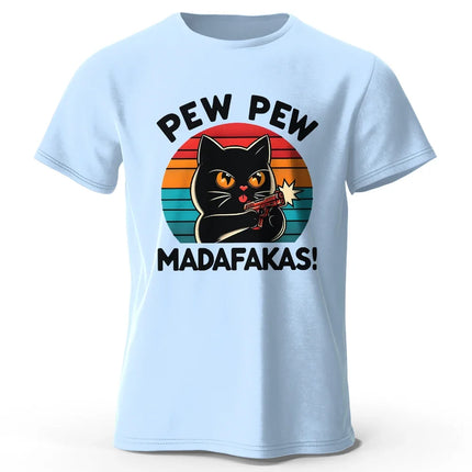 Cute Hand-Drawn Cat Doodle Print 100% Cotton T-Shirt, Ultra Soft Round Neck Short Sleeve Tee for Men & Women