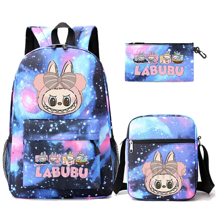 3Pcs/set Cartoon Printed Backpack Teenager Student Boy Girl Schoolbag Larger Capacity Bagpack Travel Bag Kid Gift Mochila