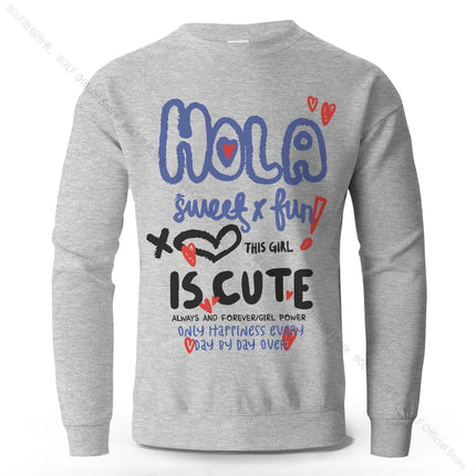 Harajuku Letter Lovely Printed Pure Cotton Sweatshirts Oversized Classic Graphic Pullovers for Men Women Tops