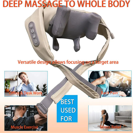 20W Beige Neck And Shoulder Massager Wireless Shoulder And Back Kneading Massage Shawl Trapezius Neck Cervical Masajeador