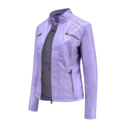 Faux Leather Jacket Women 2025 Spring Autumn Coat Moto Biker Zipper Jacket Woman Outerwears Black Brown Red Pink Coffee XS XXL