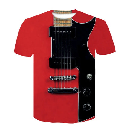 2021 New Men 3d Guitar Printed Fashion Hot Short Sleeves T Shirt Daily Short Sleeve Tee Tshirt Female Psychedelic Clothes