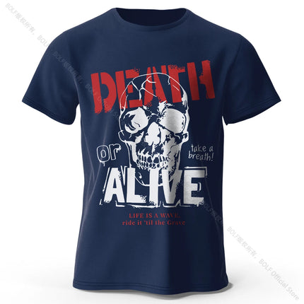 Men's Death or Alive Printed T-Shirt 100% Cotton Oversized Street Graphic Tees for Men Women Summer Tops