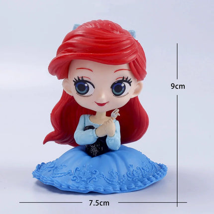 10cm Q Posket Princess Tiana Snow White Rapunzel Ariel Cinderella Belle Mermaid PVC Action Figures Model Toys Kid Gift