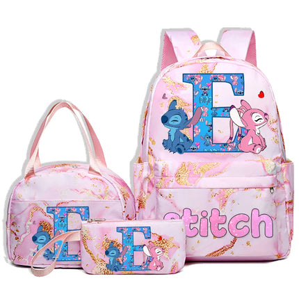 3pcs Disney Stitch Backpack Pencil Case Lunch Bag Set Students Fashion Schoolbag Pen Bag Bento Pouch Suit Anime School Supplies