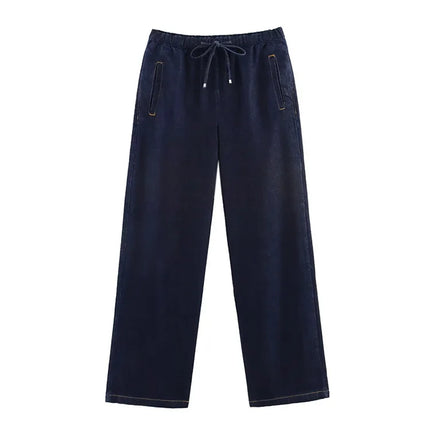 Spring Women's Suit Short Denim Shirt Jacket High Waist Department With Wide Leg Pants 2025 Casual Jacket Jeans 2-piece Set