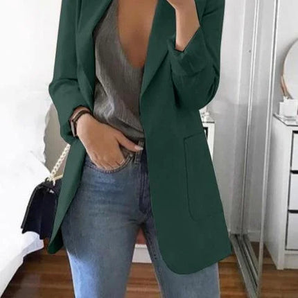 Women Lapel Slim Cardigan Suit Coat Fashion Casual Suit Polo Neck Slim Fit Blazer Long Sleeve Jacket Coat